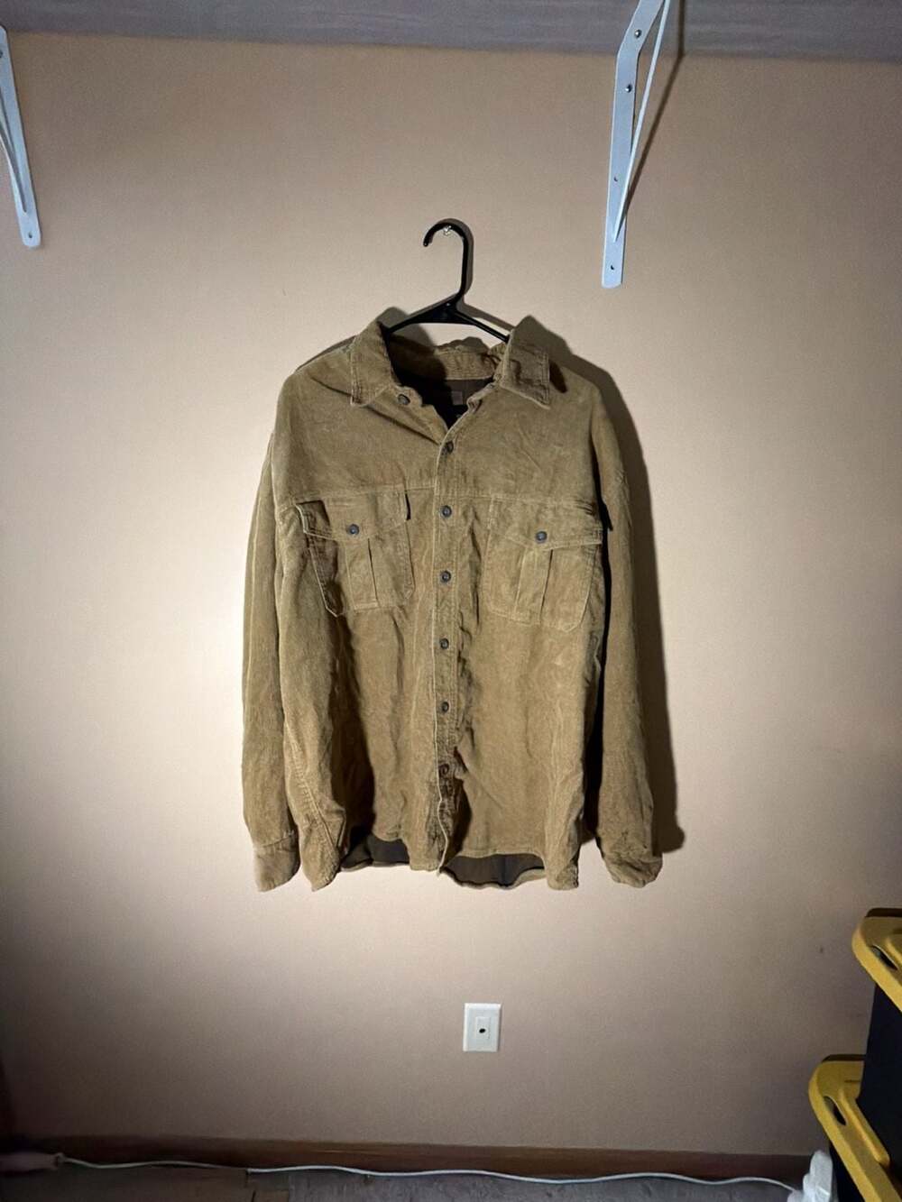 Faded Glory Originals Tan Corduroy Plaid Lined Shirt Jacket